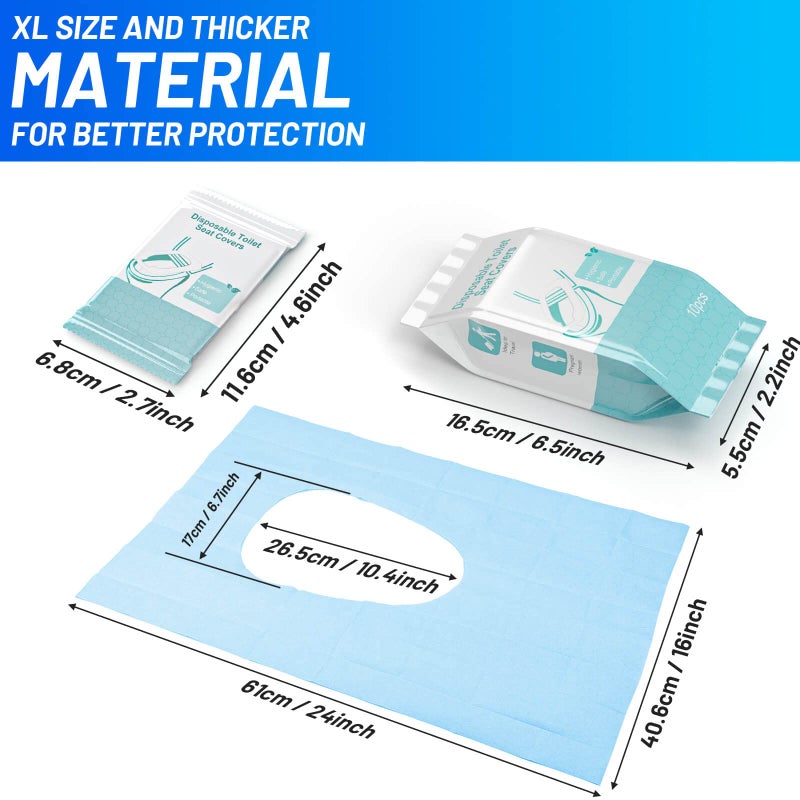 Mckanti 80 Pack Disposable Toilet Seat Covers - Waterproof 16x24 Inch Extra Large Individually Wrapped Toilet Seat Shields Travel Accessories for Adults Kids - Image 2